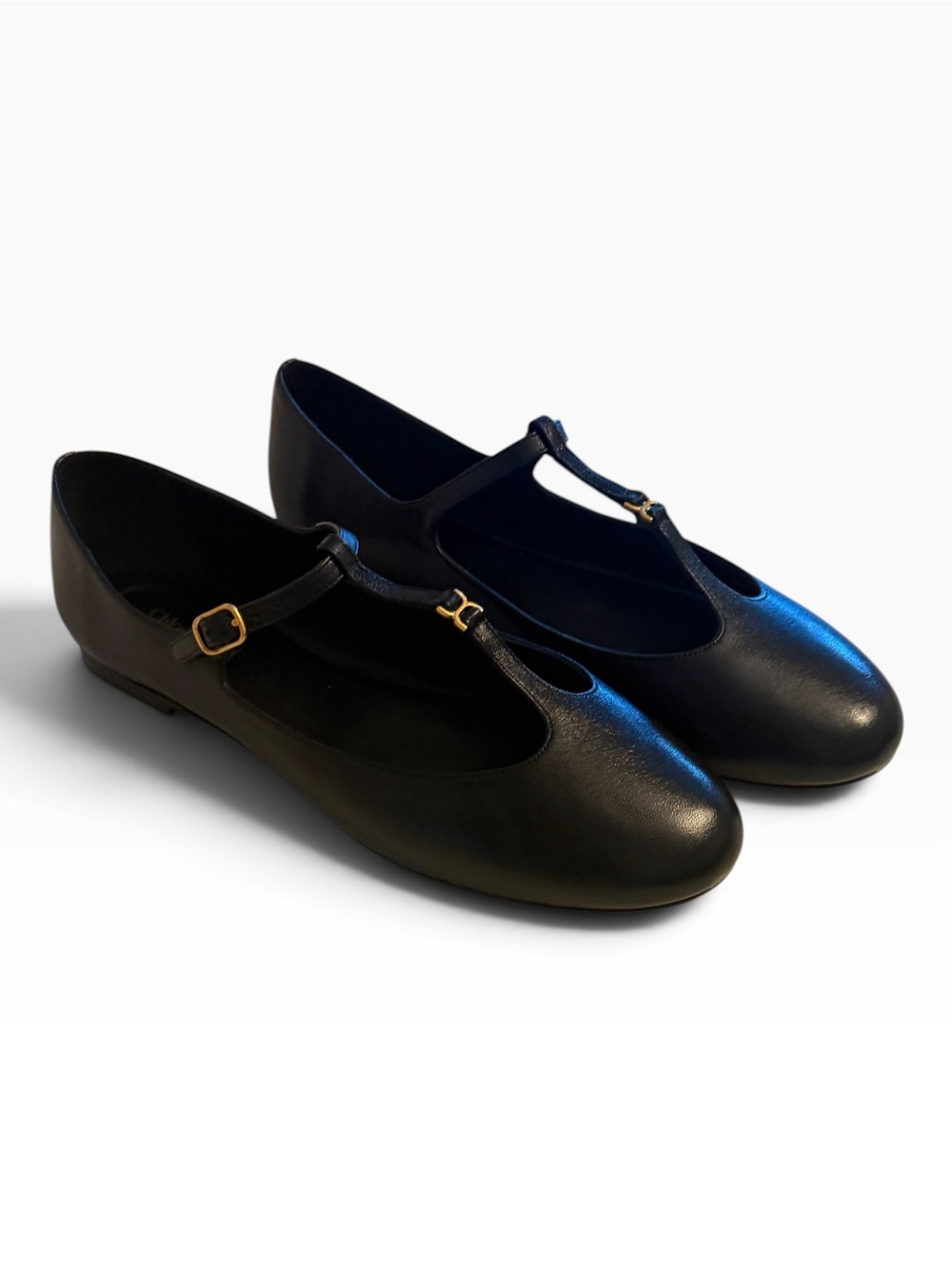 Chloé Marcie Black Leather T-Bar Ballet Mary Jane Flats Women’s EU 40 US 10
